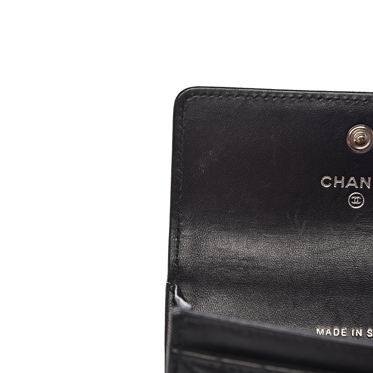 Chanel Lambskin Chevron Quilted Boy Card Holder Wallet Black 9 of 11