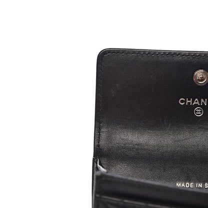 Chanel Lambskin Chevron Quilted Boy Card Holder Wallet Black 9 of 11