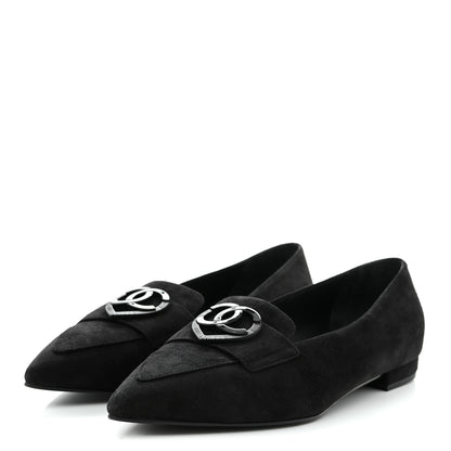 Chanel Suede Heart CC Loafers 40.5 Black 4 of 9