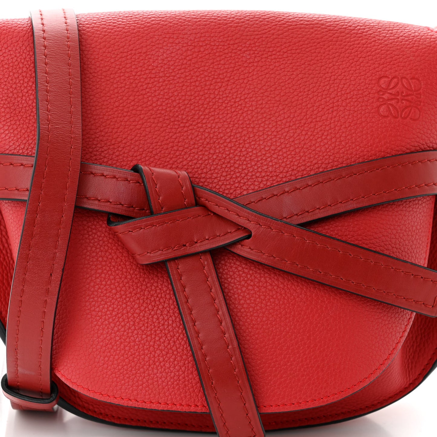 Grained Calfskin Small Gate Crossbody Bag Scarlet Burnt Red