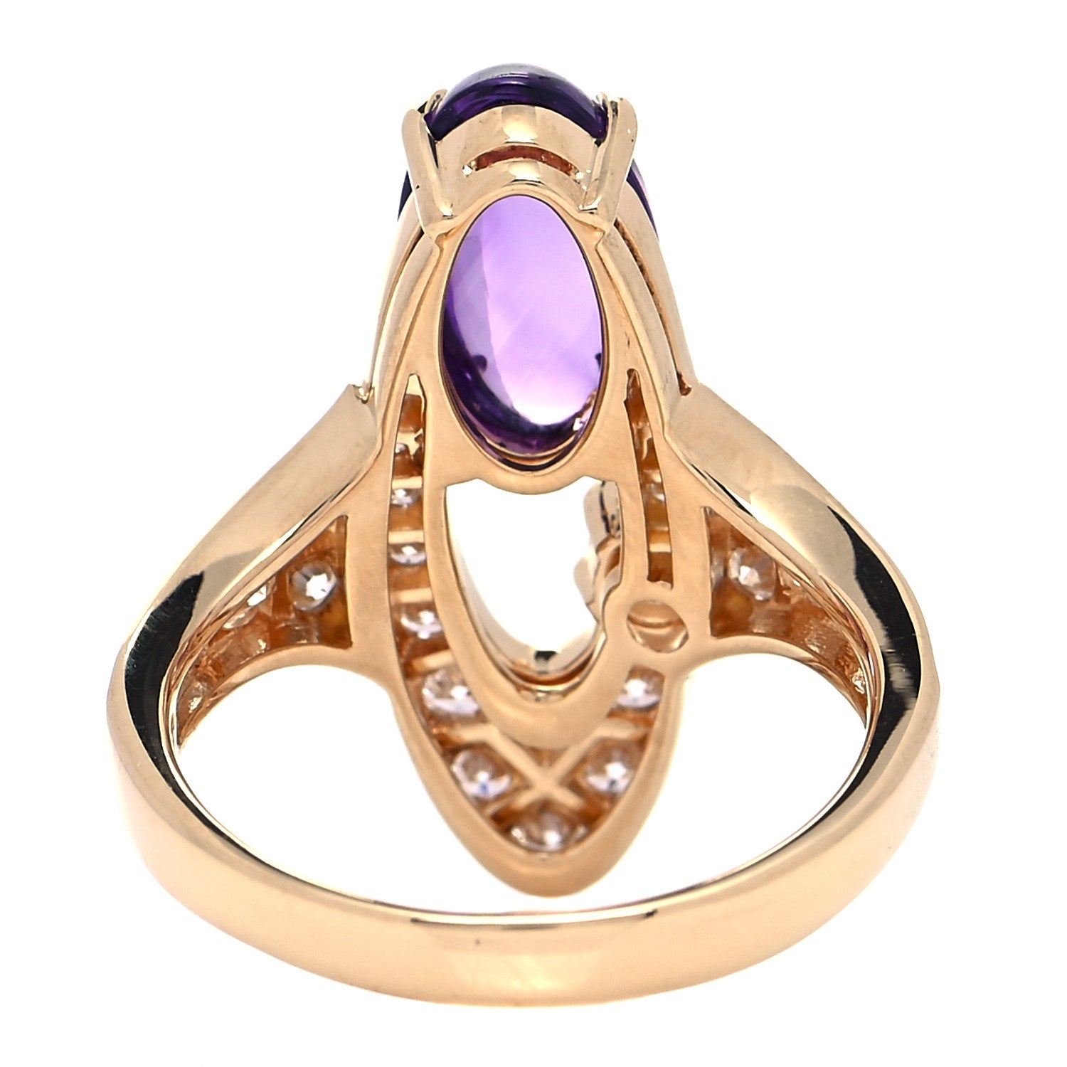 Bulgari 18K Yellow Gold Diamond Amethyst Elisia Ring 53 6.5 3 of 7