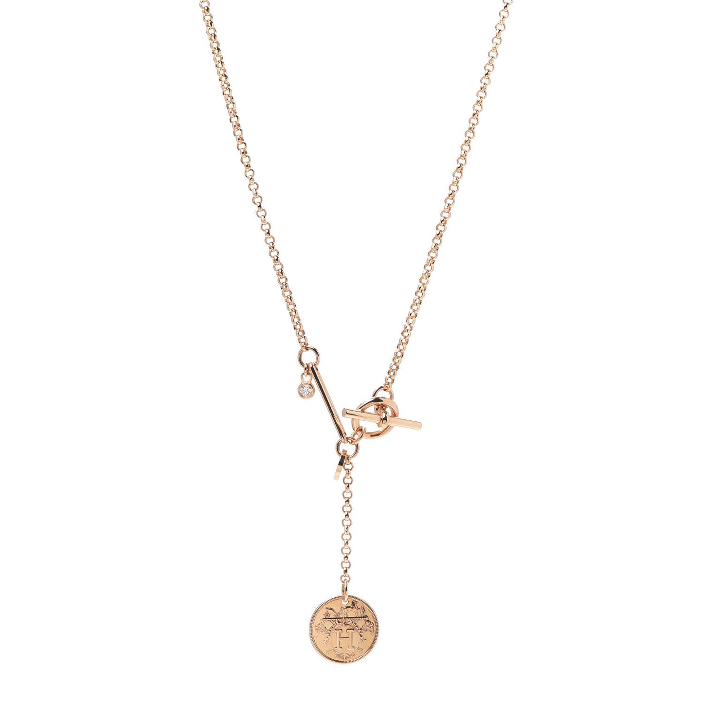 18K Rose Gold Diamond PM Ex-Libris Pendant Necklace