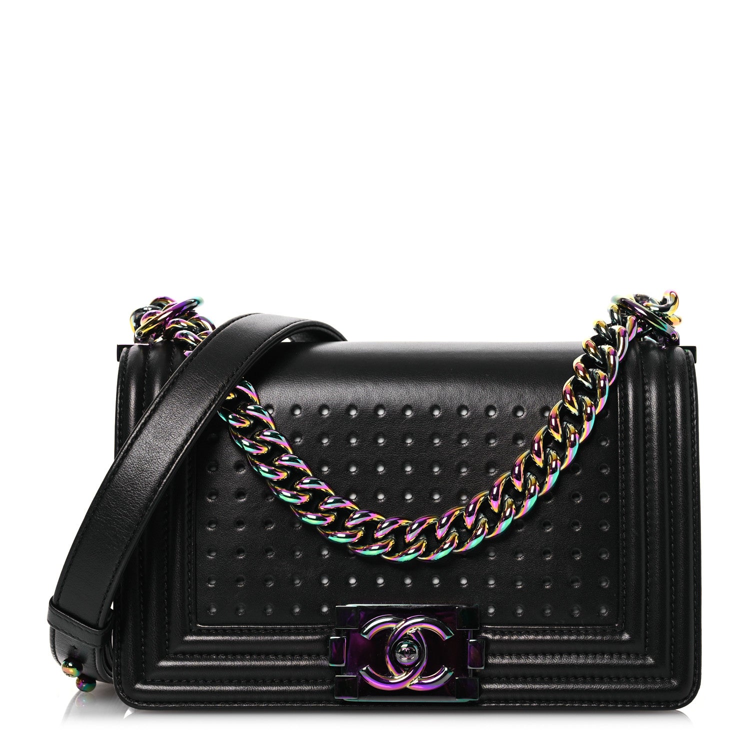 Chanel Lambskin LED Iridescent Metal Small Boy Flap Black Multicolor 1 of 15