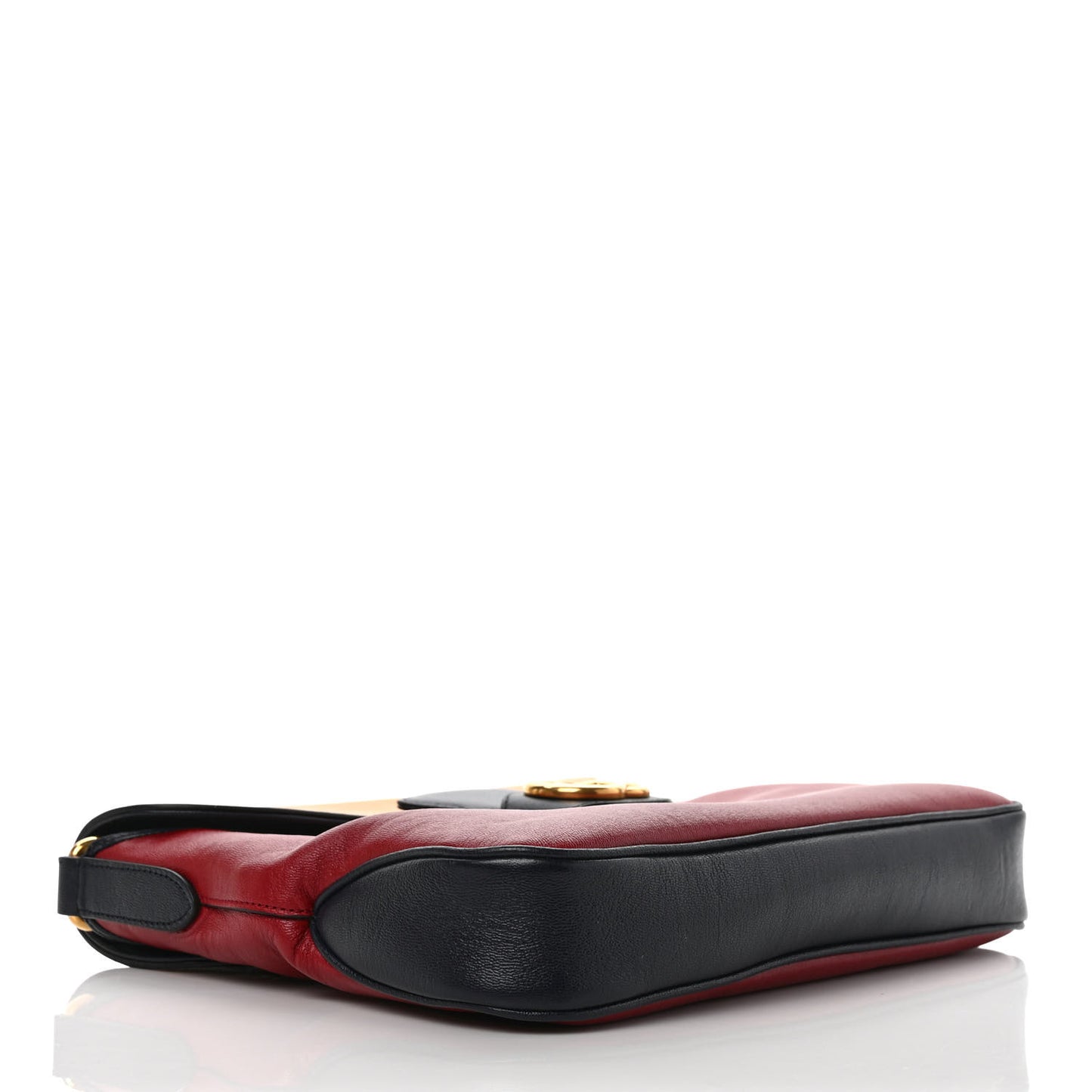New Sakai Calfskin Lux Tri-Color Medium Dahlia Messenger Shoulder Bag New Cherry Red Sun Oil Blue