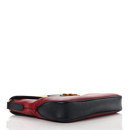 Gucci New Sakai Calfskin Lux Tri-Color Medium Dahlia Messenger Shoulder Bag New Cherry Red Sun Oil Blue 4 of 9