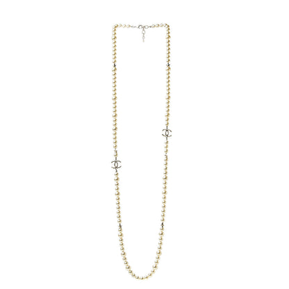 Chanel Graduated Pearl CC Long Necklace Gold 3 of 5