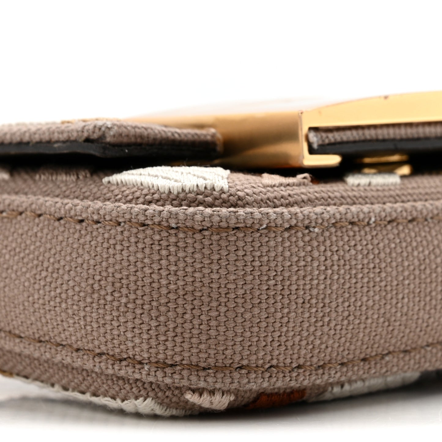 Canvas Vitello King FF Embroidered Nano Maxi Buckle Baguette Charm Tartufo Ebano