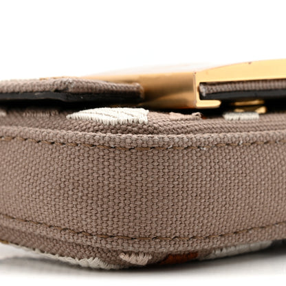Fendi Canvas Vitello King FF Embroidered Nano Maxi Buckle Baguette Charm Tartufo Ebano 9 of 12