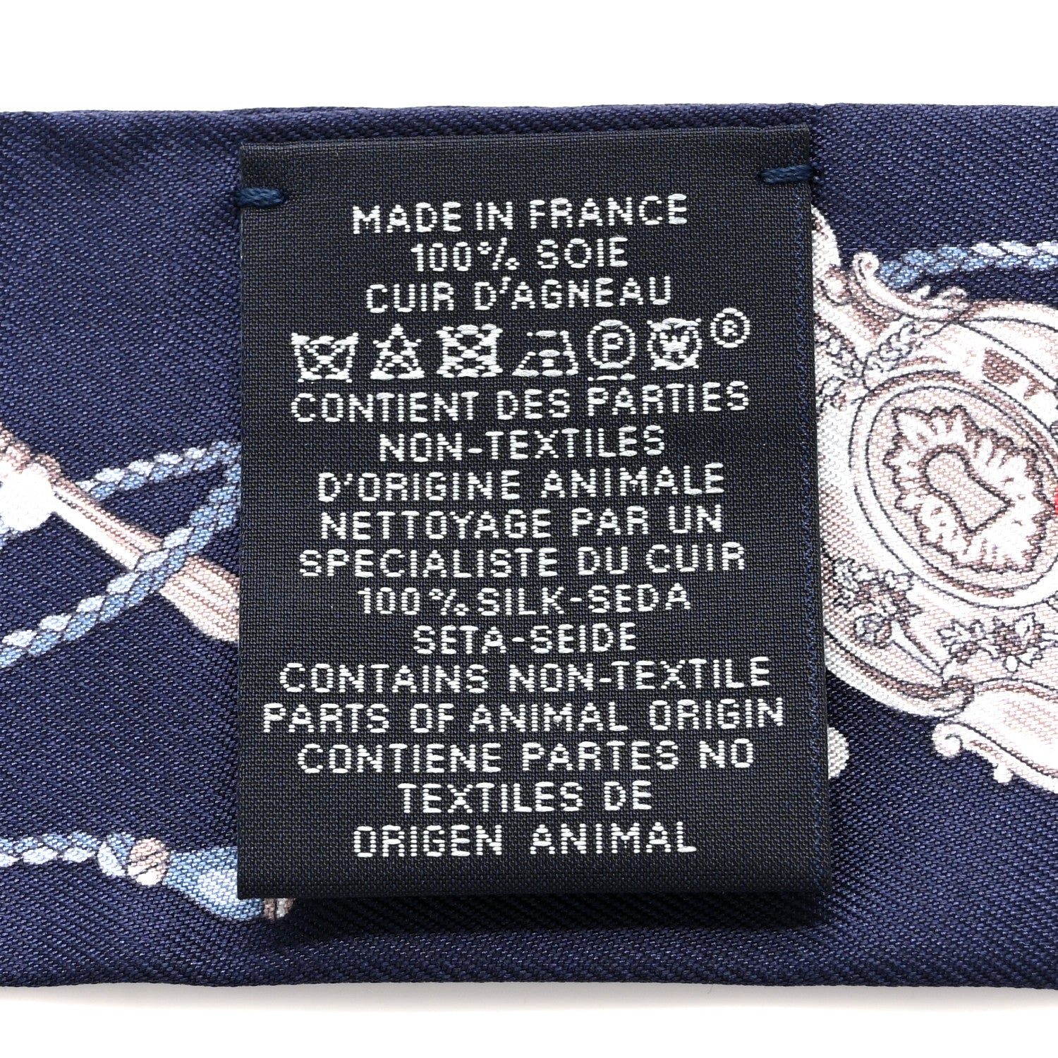 Hermes Silk Metallic Agneau Les Cles A Pois Fringed Twilly Bleu Marine Gris Argent Multicolor 4 of 4