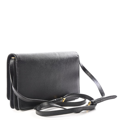 Prada Saffiano Metal Flap Wallet With Strap Black 2 of 10