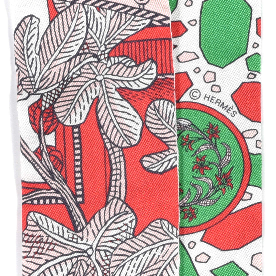 Hermes Silk La Danse Des Amazones Twilly Rouge Rose Poudre Vert 3 of 4