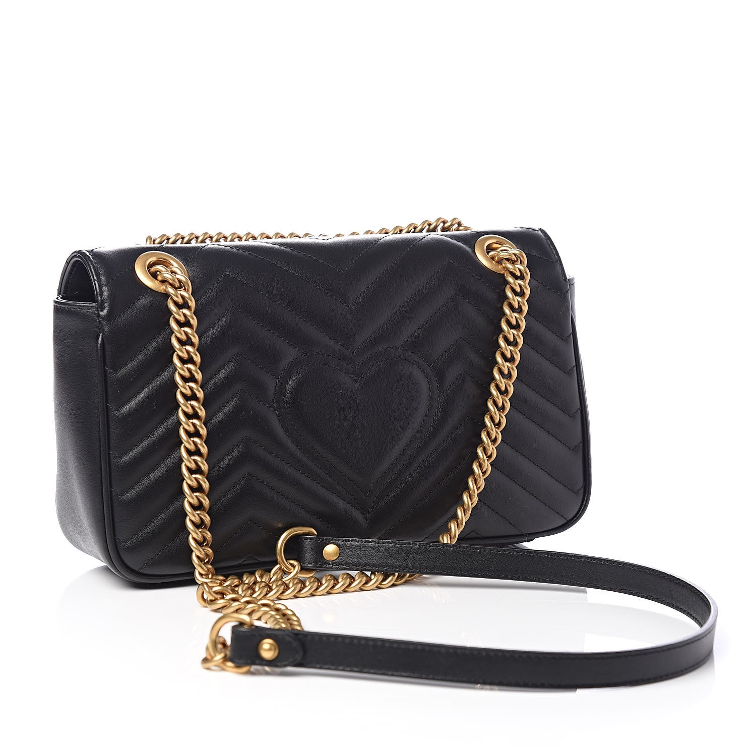 Gucci Calfskin Matelasse Small GG Marmont Shoulder Bag Black 3 of 10