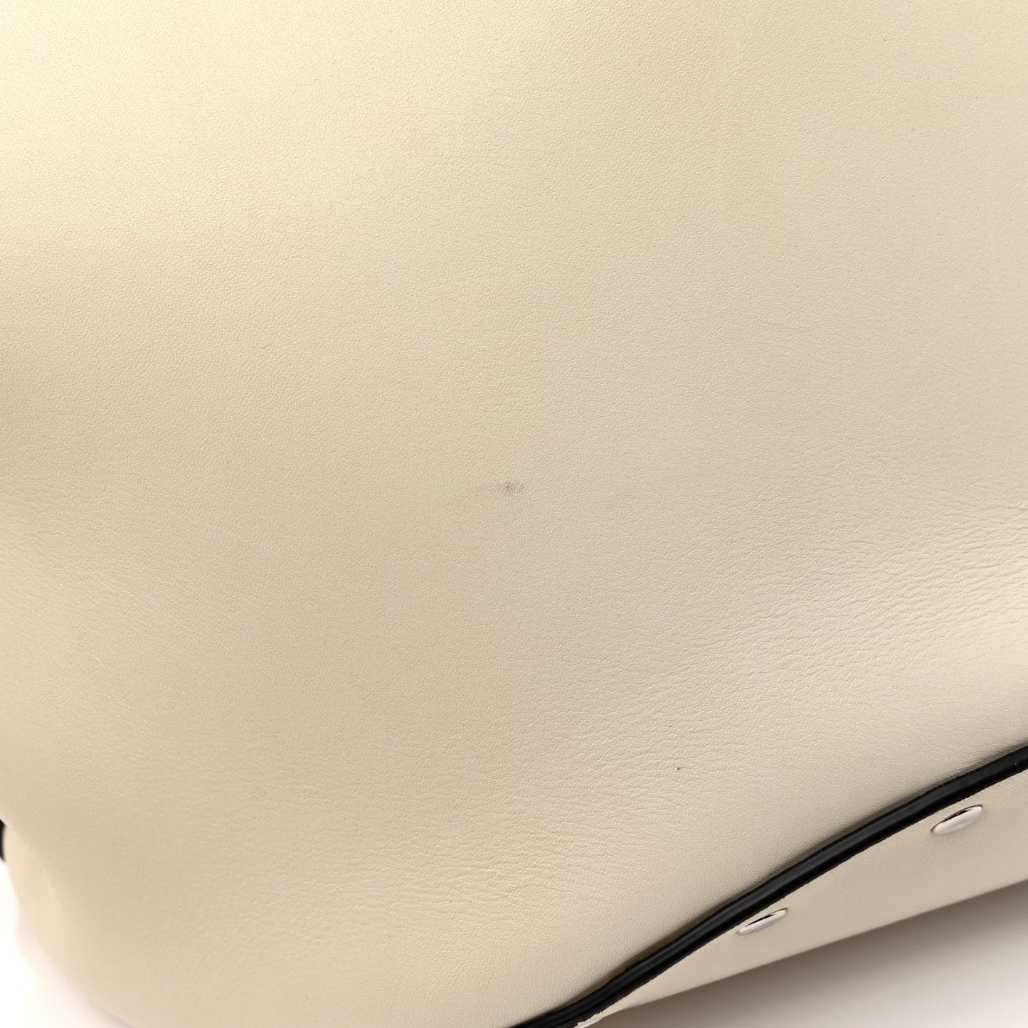 Natural Calfskin Biker Bucket Shoulder Bag White Dark Green