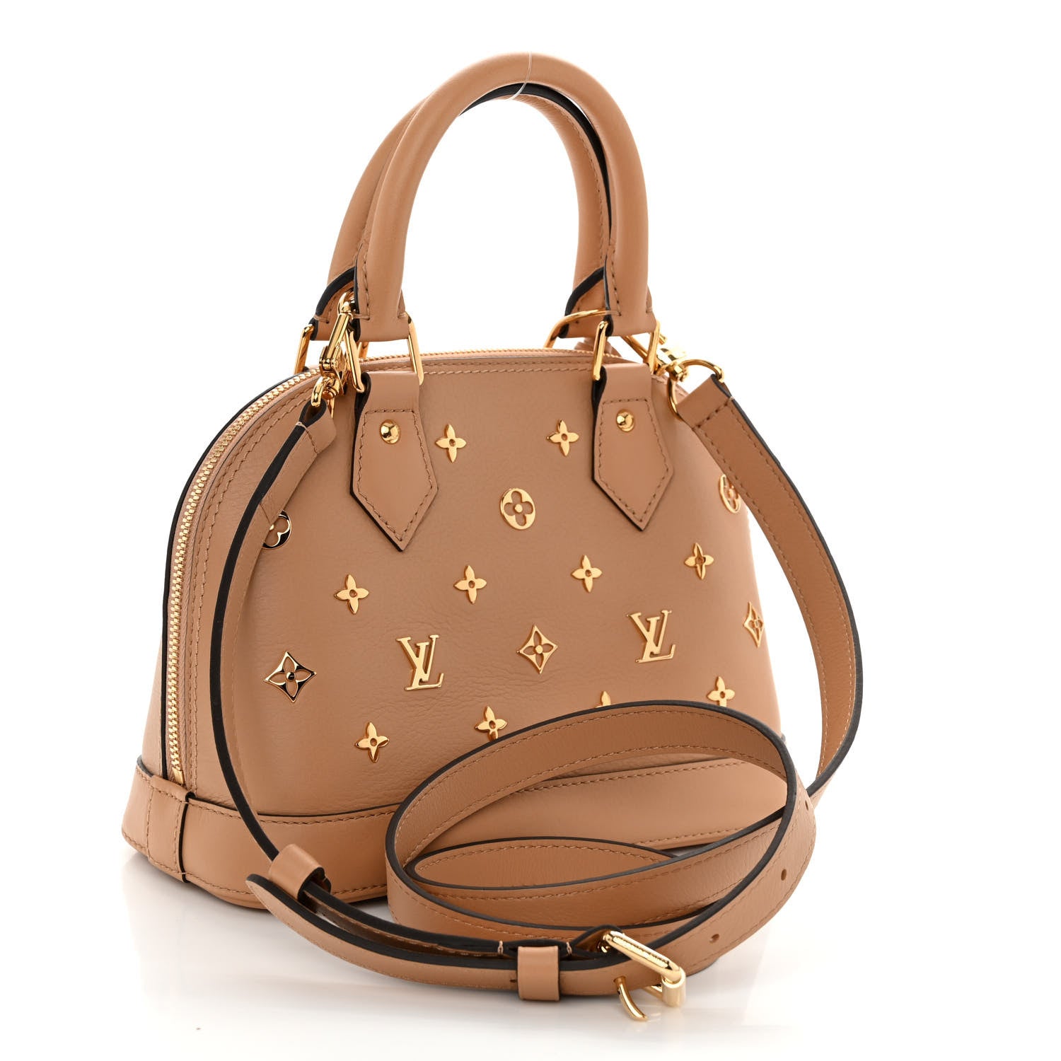 Louis Vuitton Calfskin Metal Monogram Alma BB Camel Brown 3 of 10