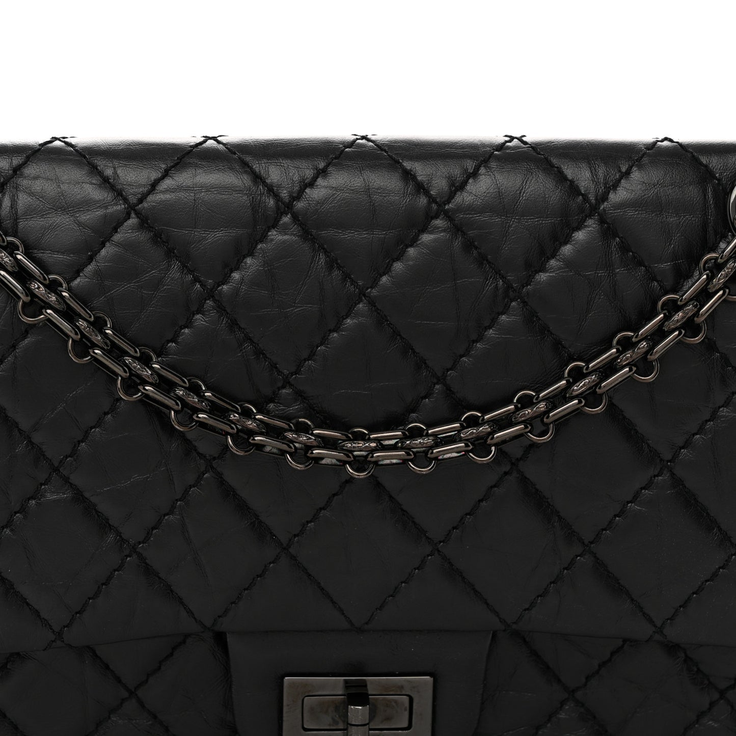 Aged Calfskin Quilted 2.55 Reissue 225 Flap So Black