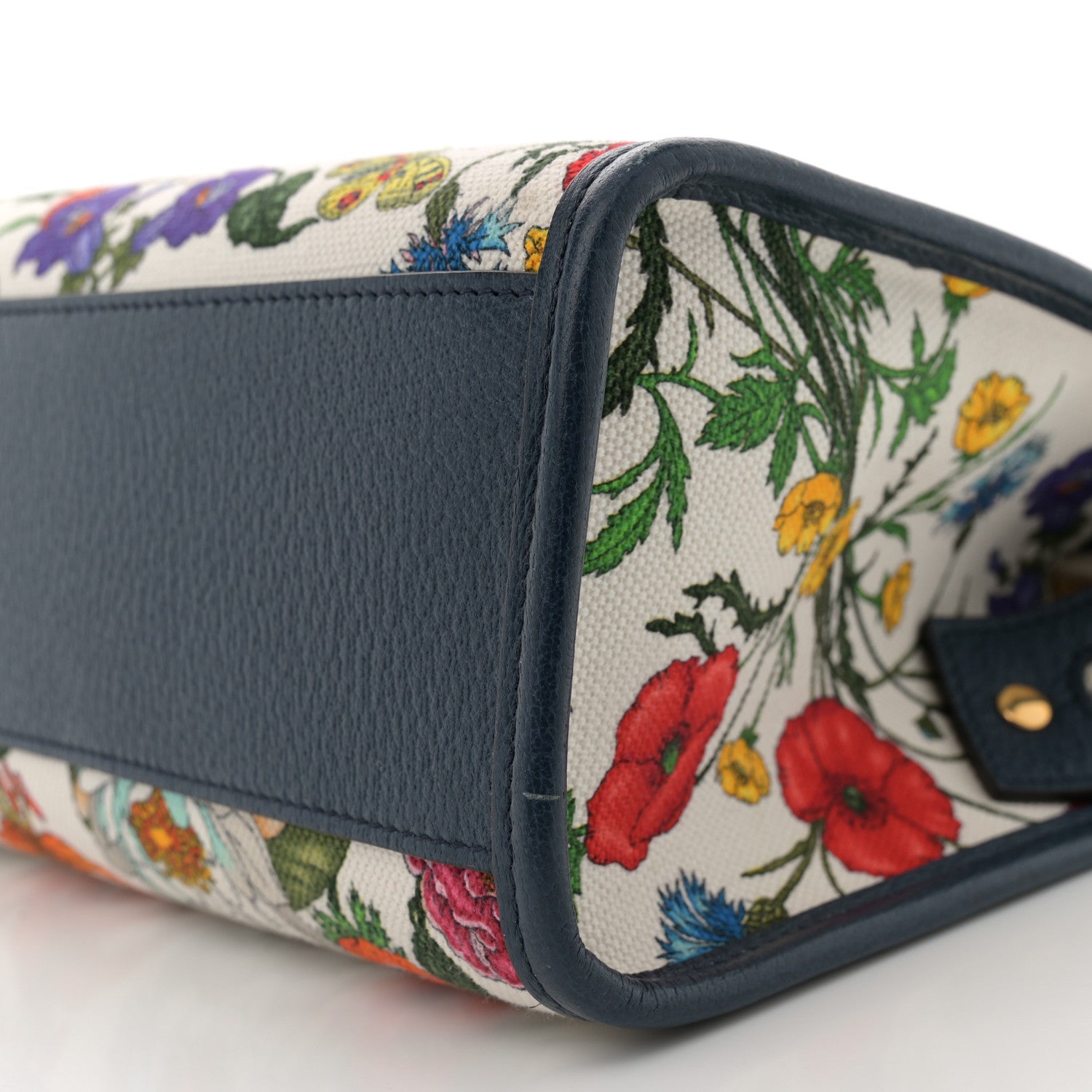 Gucci Canvas Medium Flora Tote White Multicolor Blue Agata 10 of 12