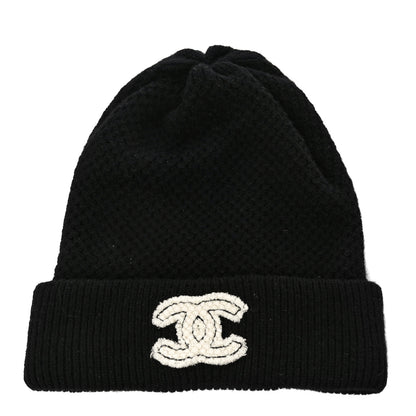 Chanel Cashmere CC Logo Beanie Hat Black 1 of 7