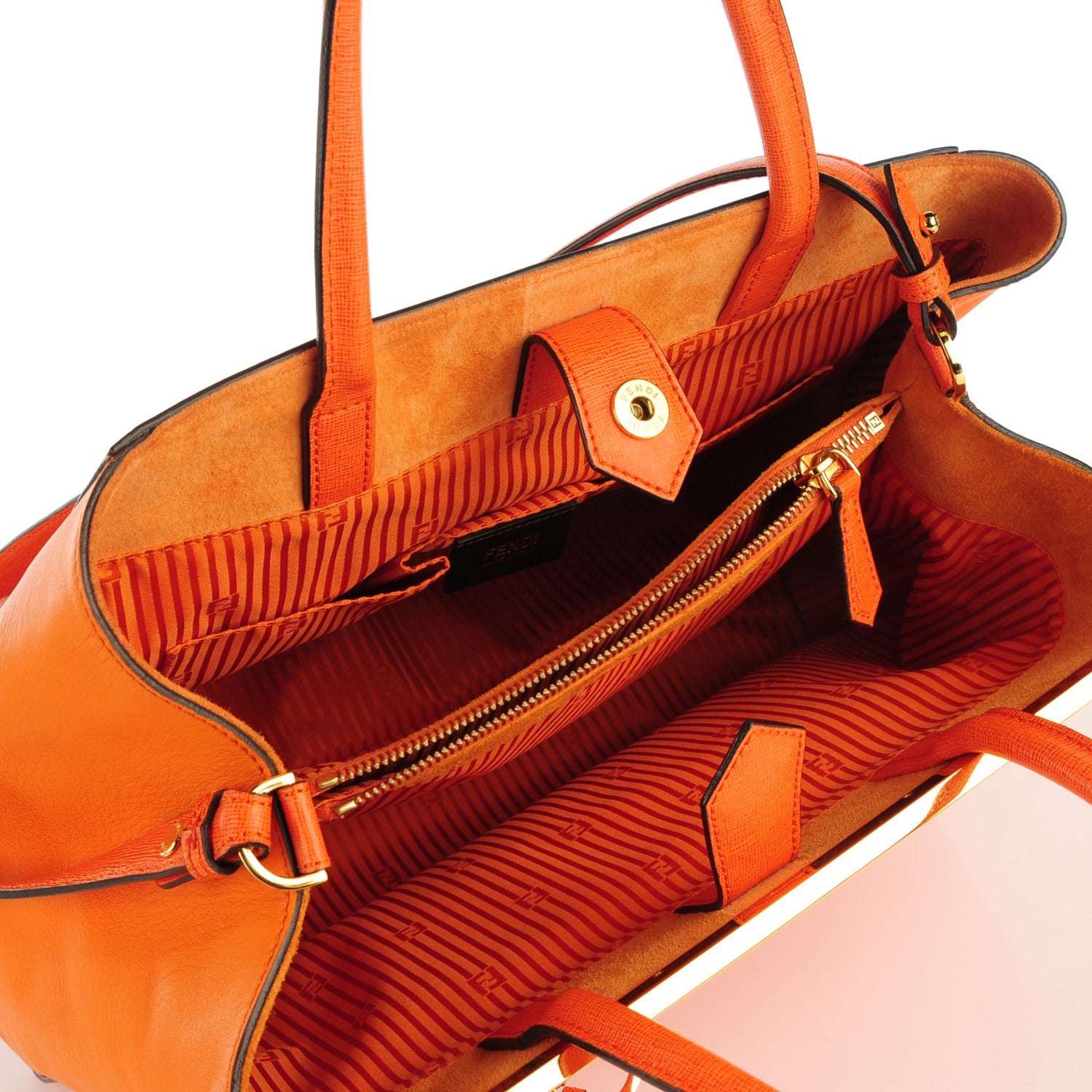 Fendi Vitello Elite Regular 2Jours Tote Arancio 2 of 8