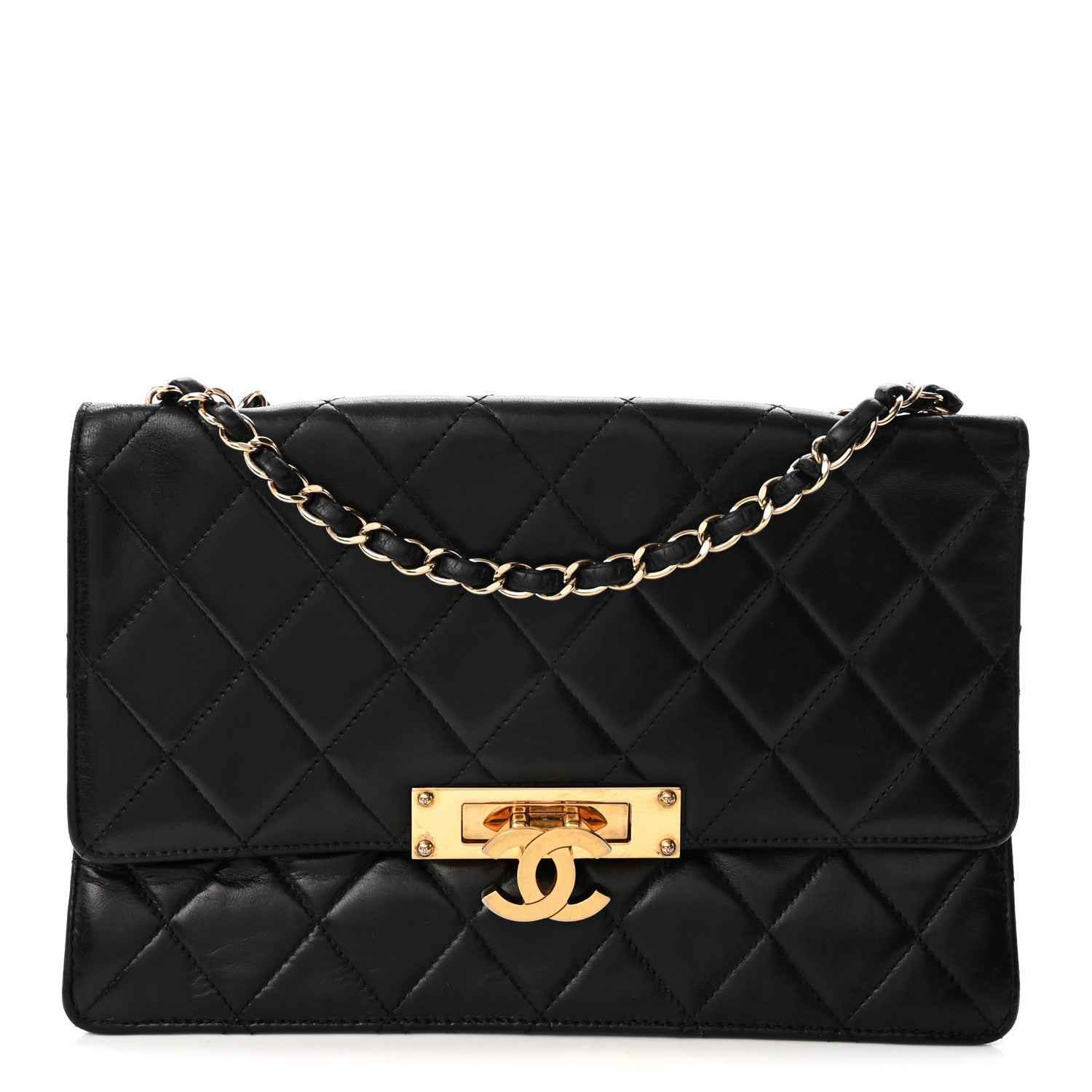 Chanel Lambskin Quilted Large Golden Class Flap Black 1 of 10