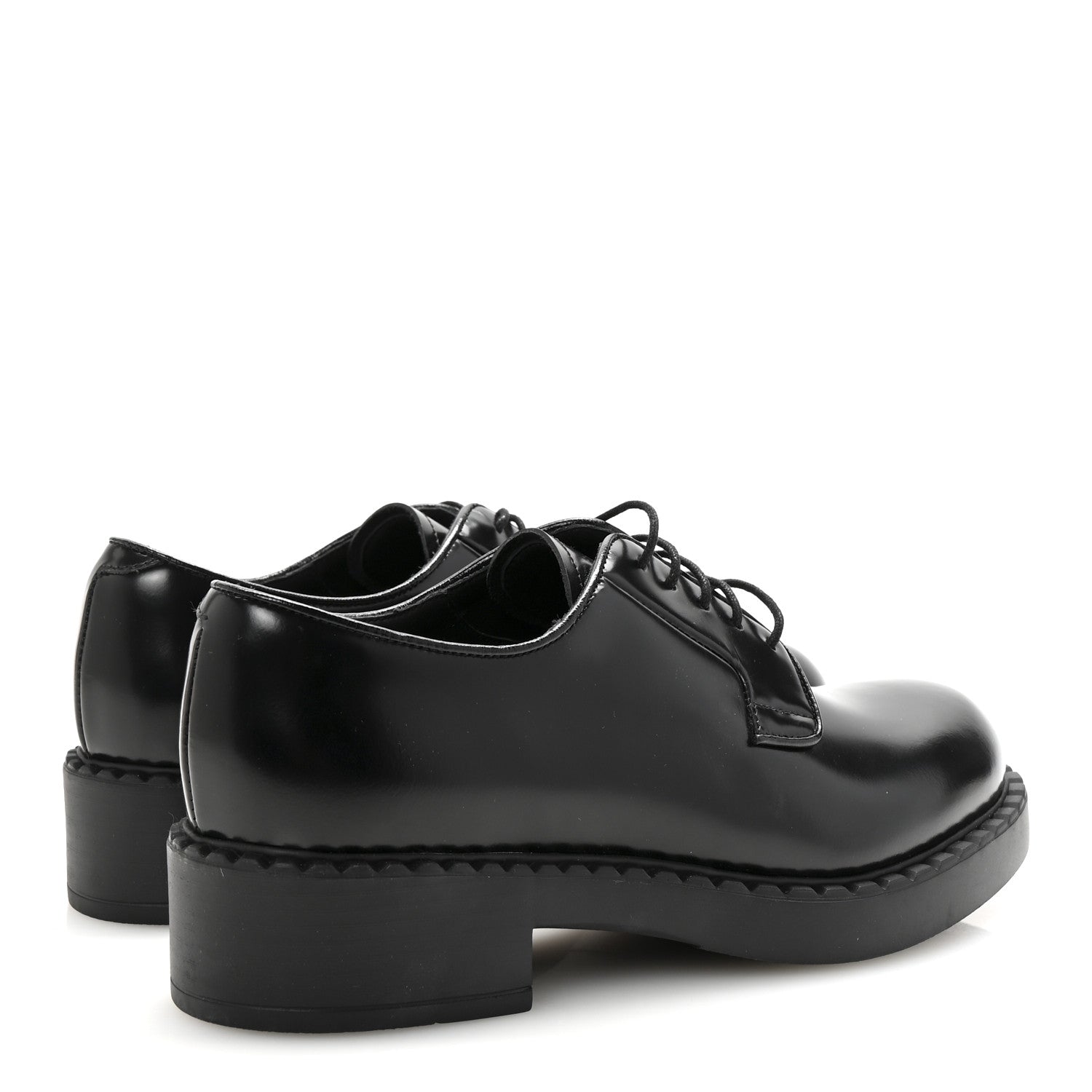 Prada Spazzolato Lace Up 50mm Loafers 39 Black 5 of 9