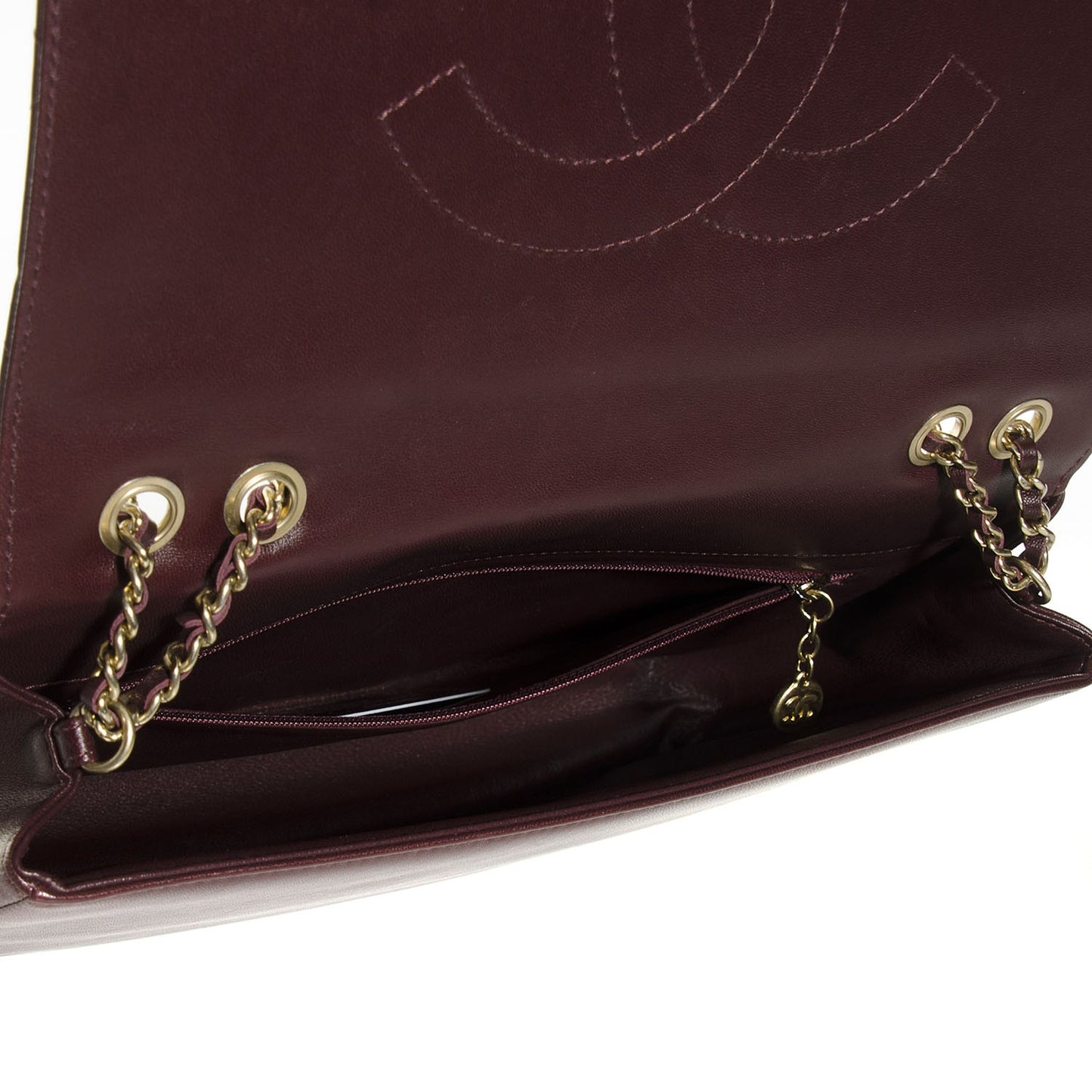 Lambskin Quilted Medium Diamond CC Flap Burgundy