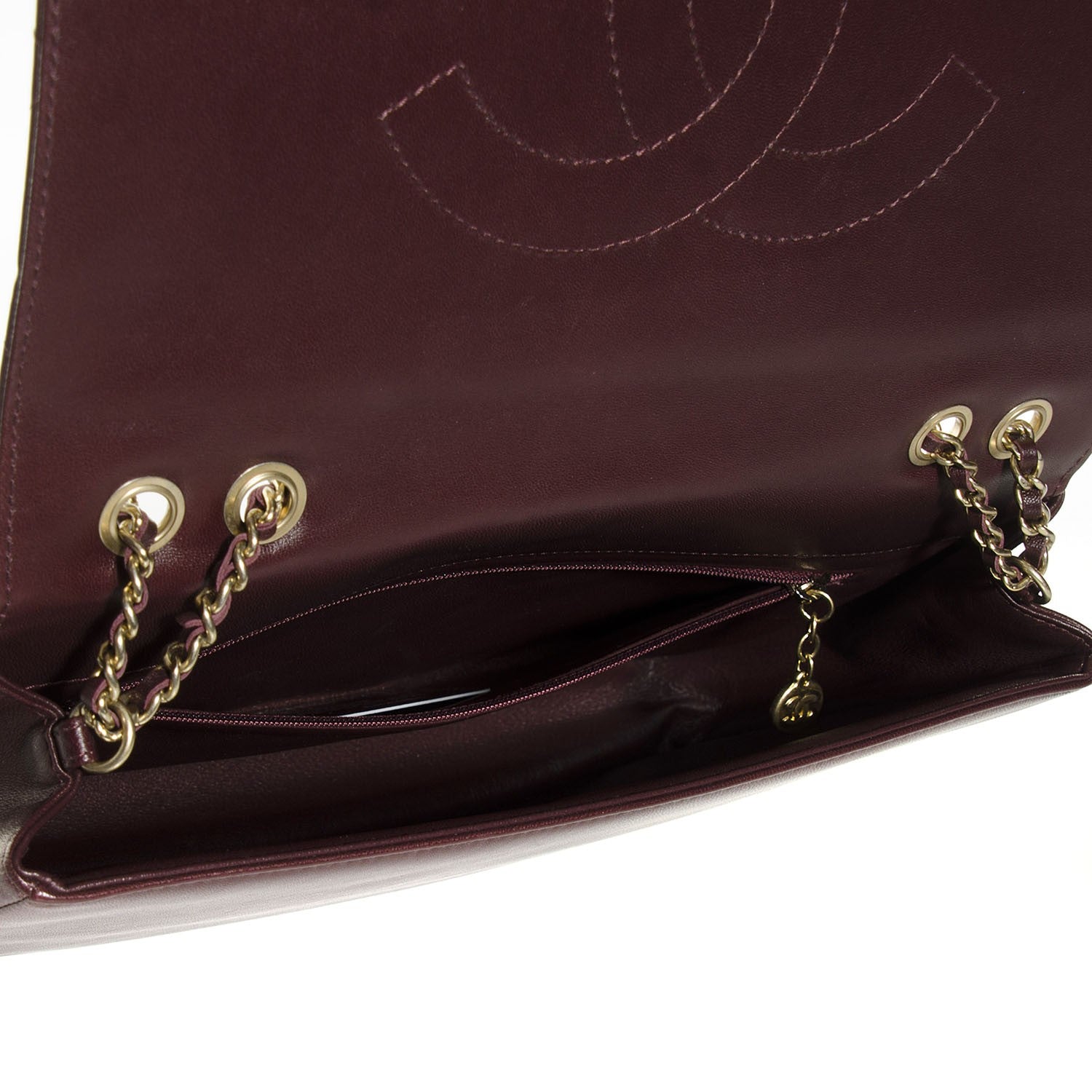 Chanel Lambskin Quilted Medium Diamond CC Flap Burgundy 5 of 8