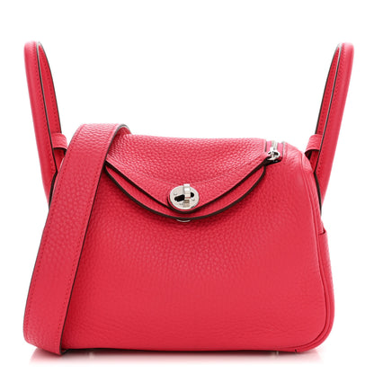 Hermes Taurillon Clemence Mini Lindy 20 Rose Extreme 1 of 12