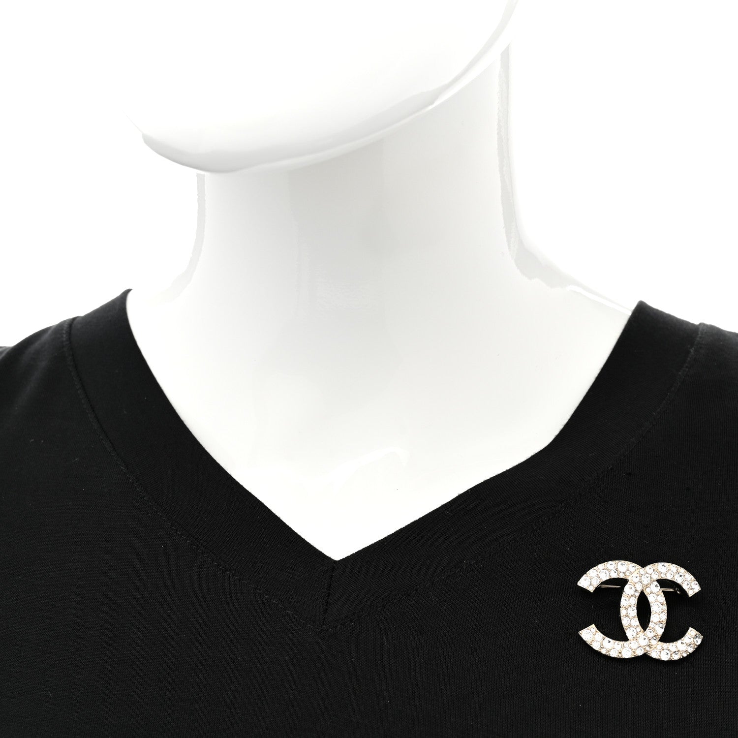 Chanel Crystal CC Brooch Light Gold 2 of 4