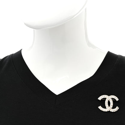 Chanel Crystal CC Brooch Light Gold 2 of 4