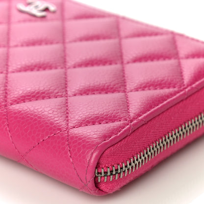 Chanel Caviar Quilted Large Gusset Zip Around Wallet Pink 14 of 21