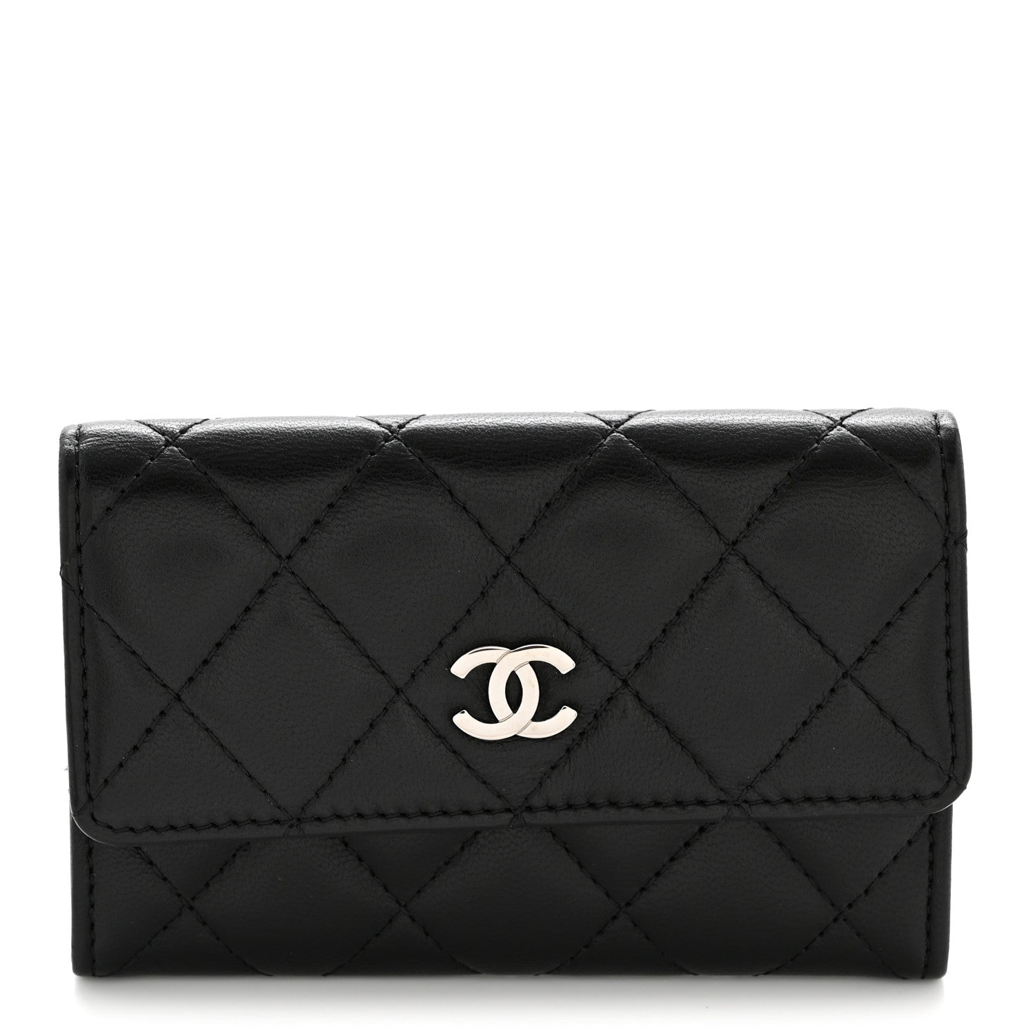 Chanel Lambskin Quilted Flap Card Holder Black 1 of 10