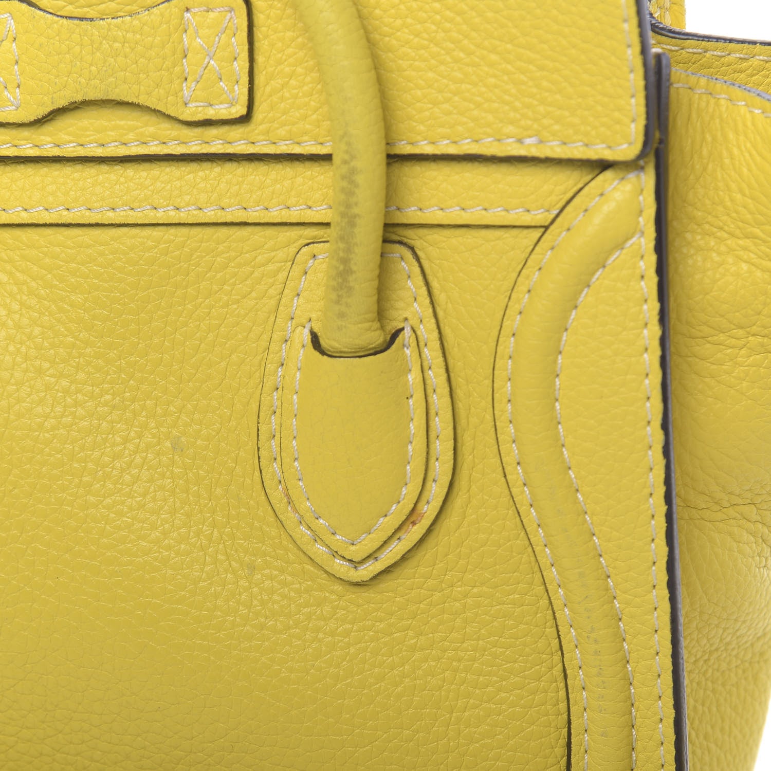 Celine Drummed Calfskin Nano Luggage Citron 15 of 20