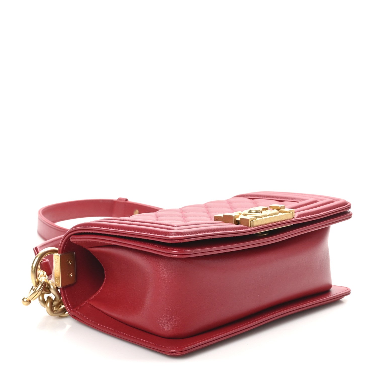 Chanel Calfskin Quilted Small Boy Logo Top Handle Flap Red 4 of 10