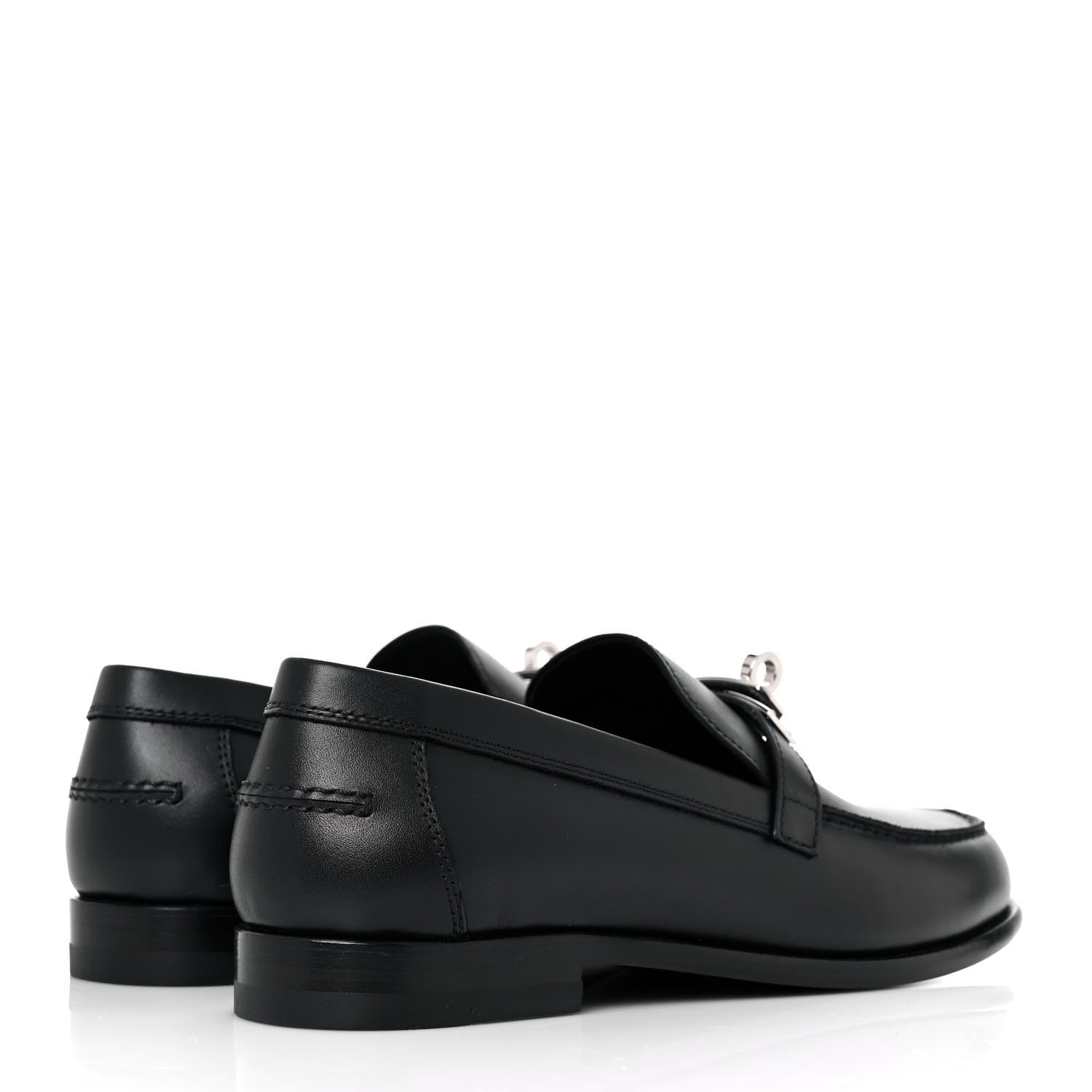 Hermes Calfskin Womens Destin Loafers 35.5 Black 4 of 8