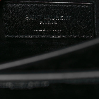 Saint Laurent Calfskin Crocodile Embossed Medium Monogram Sunset Black 6 of 10