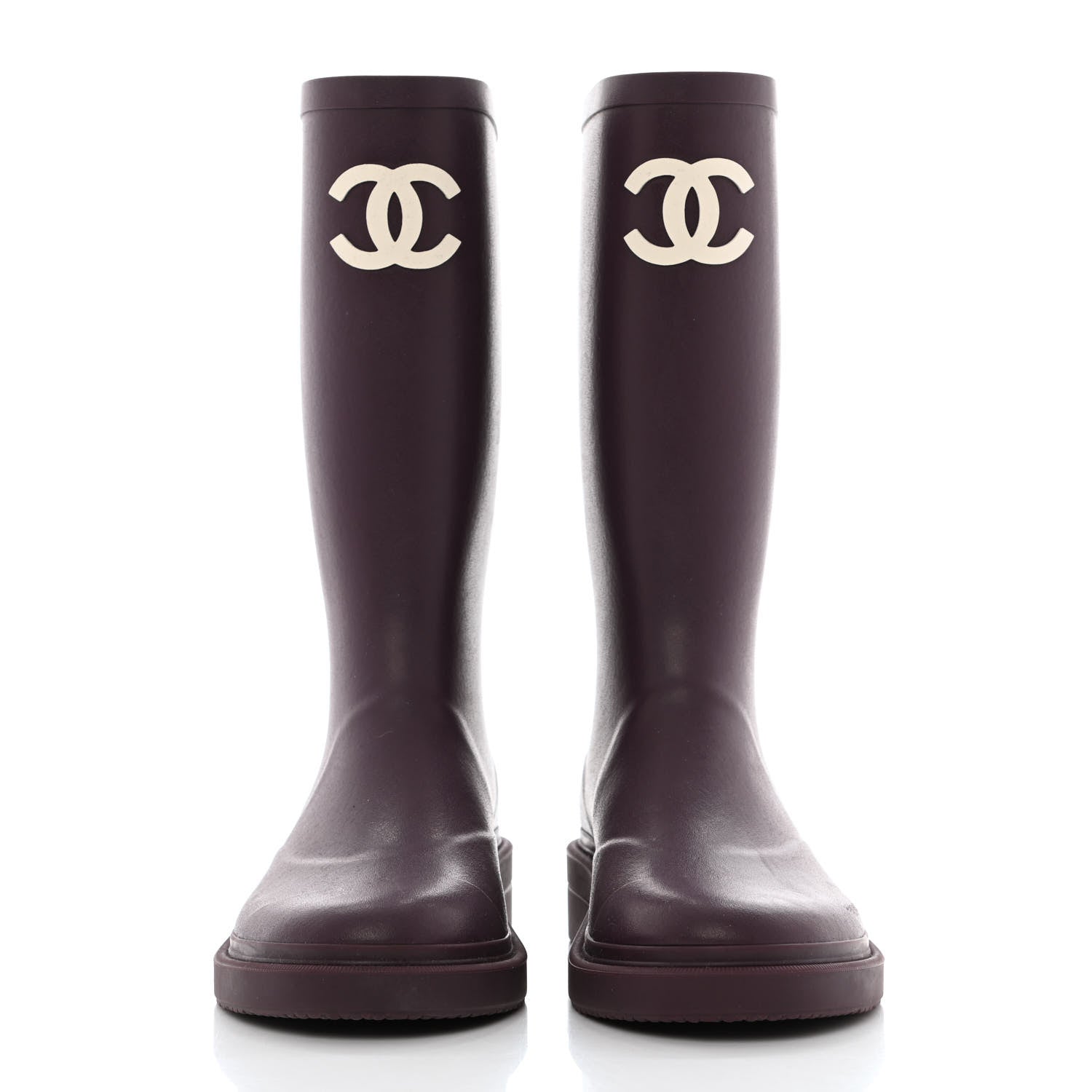 Chanel Caoutchouk CC High Boots 37 Dark Purple 2 of 8