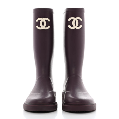 Chanel Caoutchouk CC High Boots 37 Dark Purple 2 of 8
