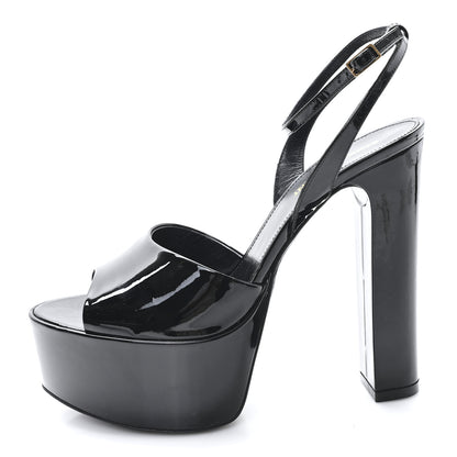 Saint Laurent Patent Jodie 95 Platform Sandals 38 Black 1 of 10