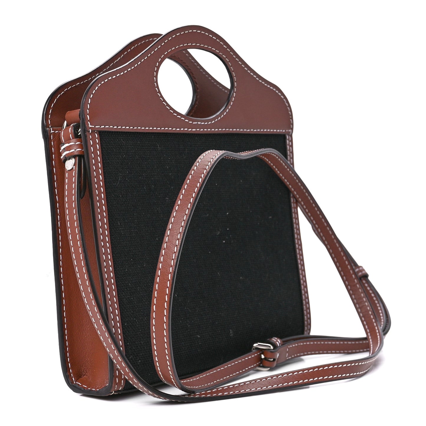 Smooth Calfskin Canvas Two Tone Micro Pocket Bag Navy Tan