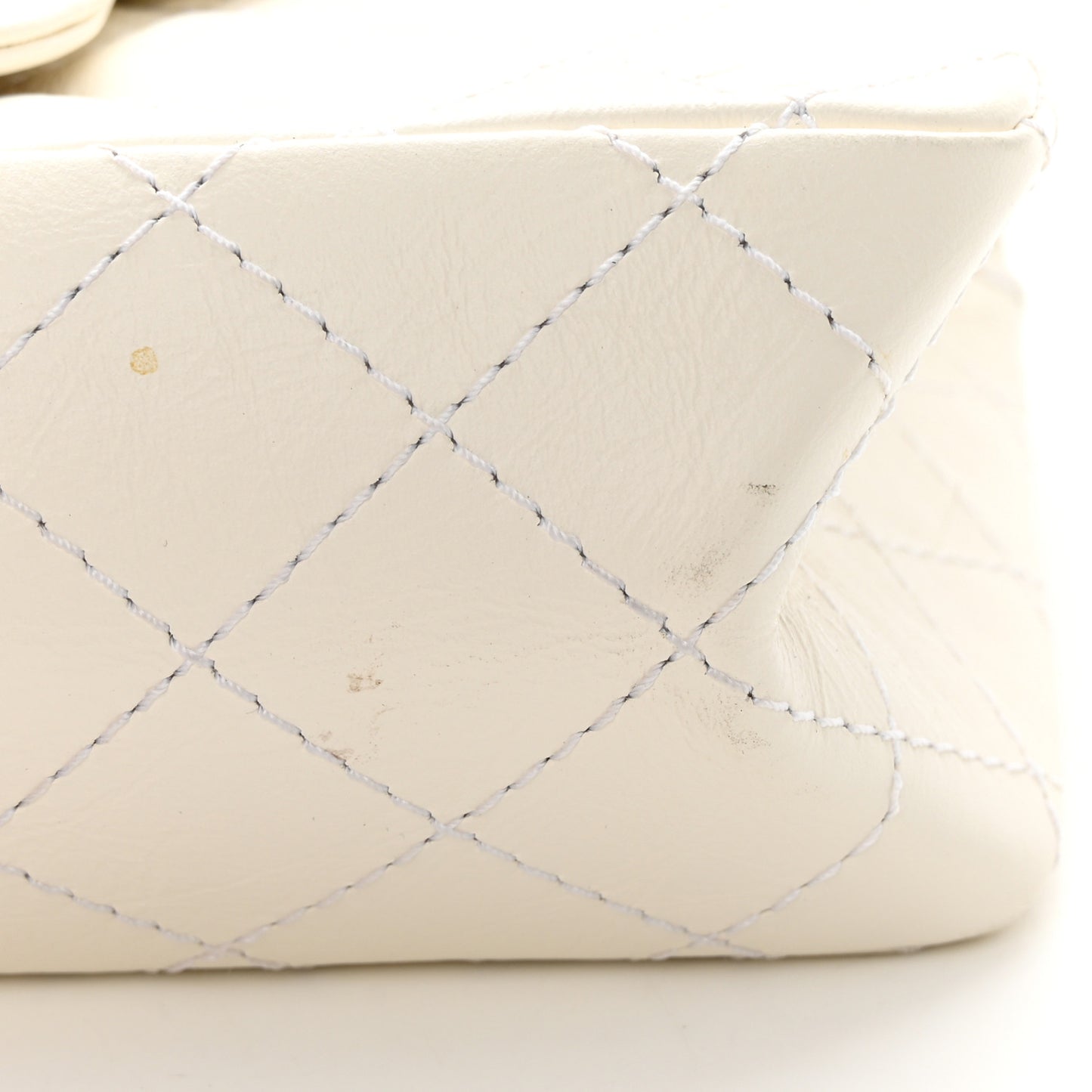 Aged Calfskin Quilted 2.55 Reissue Mini Flap White