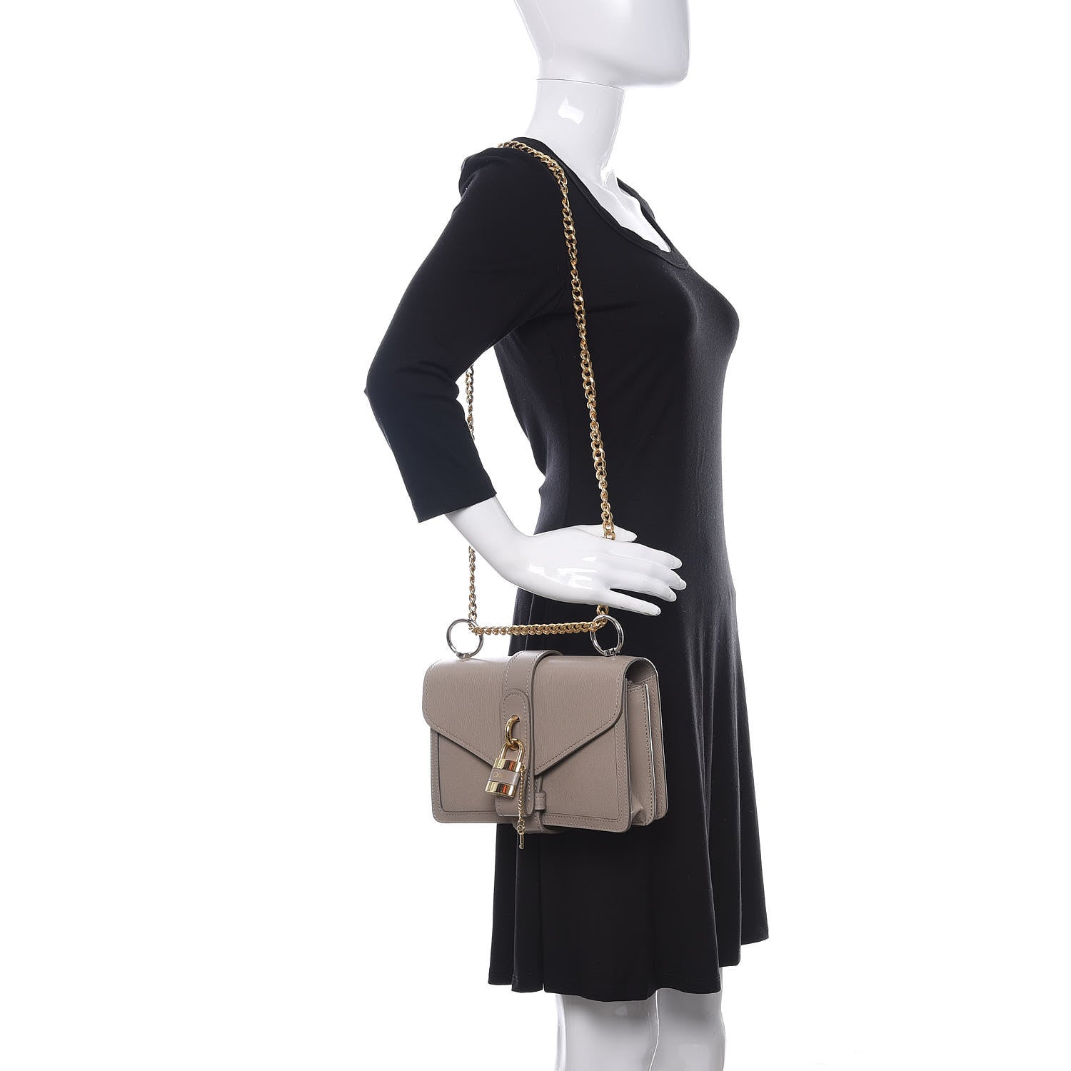 Chloe Shiny Goatskin Calfskin Aby Chain Shoulder Bag Motty Grey 2 of 9