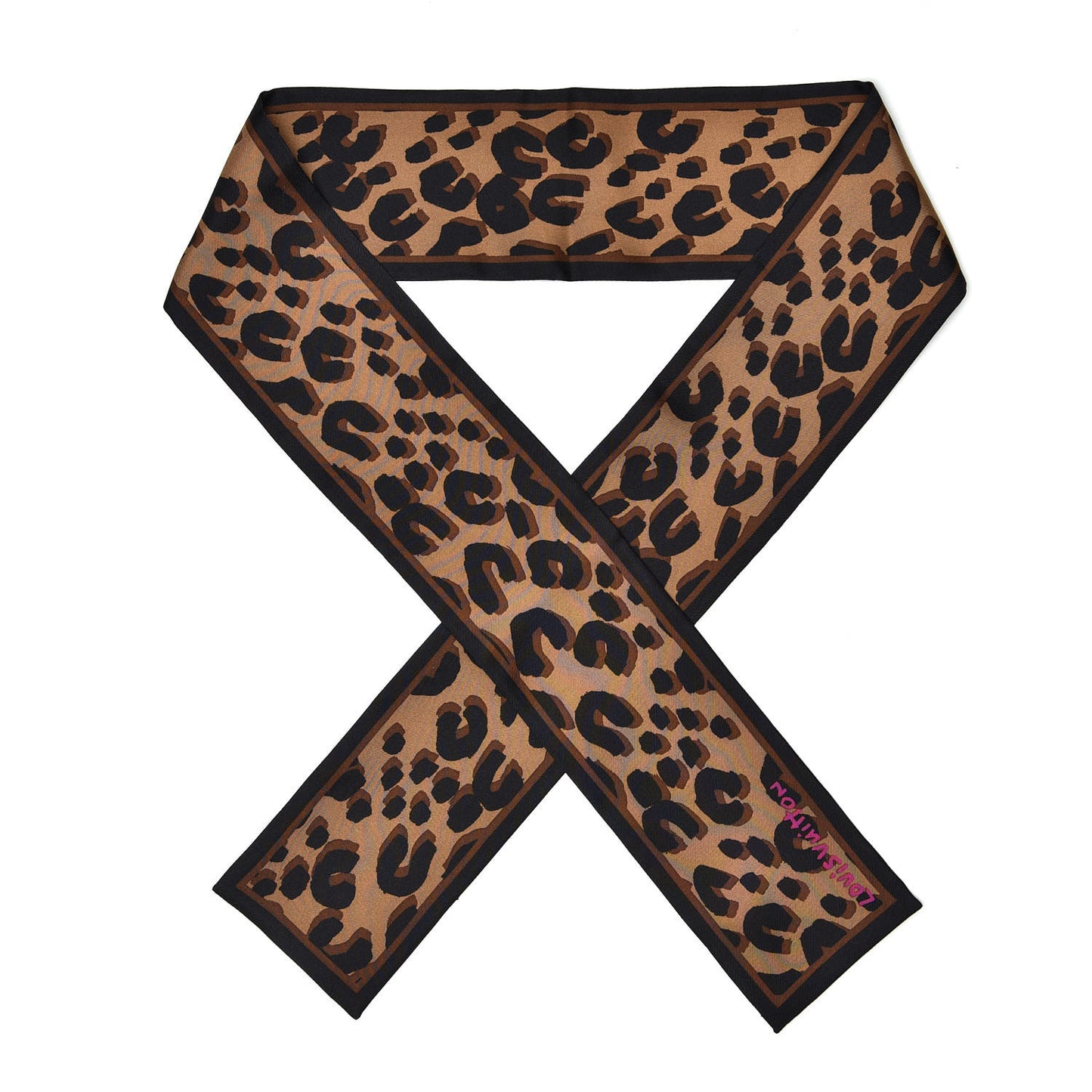 Silk Leopard Bandeau Scarf Marron