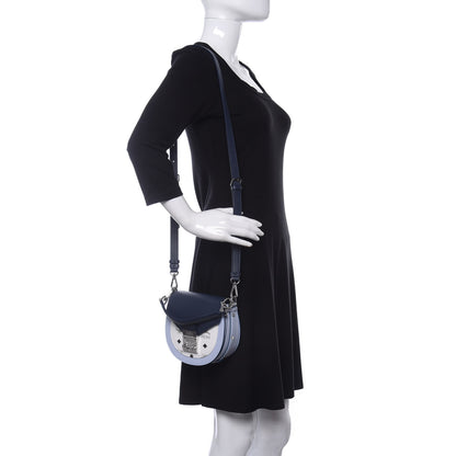 MCM Visetos Calfskin Small Patricia Shoulder Bag Mood Indigo White 2 of 12