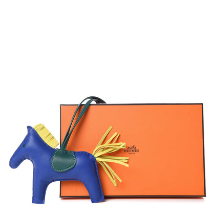 Hermes Milo Lambskin Grigri Rodeo Horse Bag Charm MM Bleu Electrique Malachite Lime 5 of 5