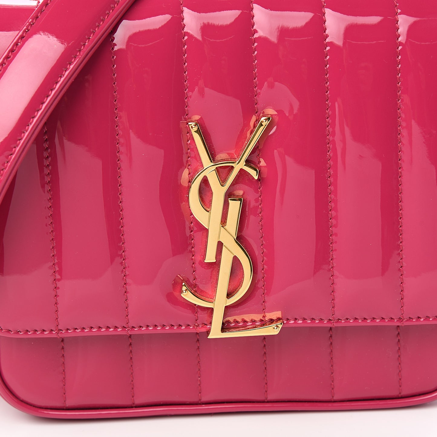 Patent Matelasse Monogram Small Vicky Chain Bag Bubblegum