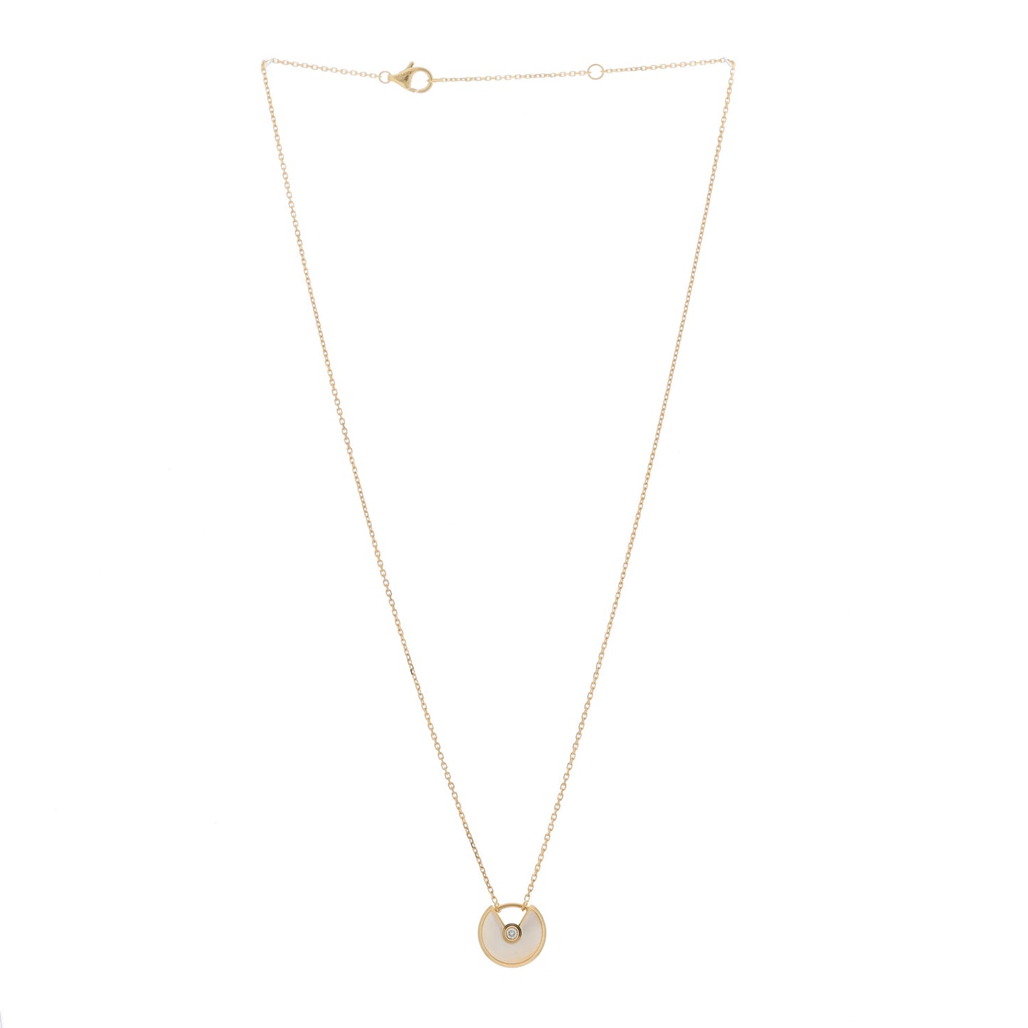 18K Yellow Gold Diamond Mother of Pearl XS Amulette de Cartier Pendant Necklace