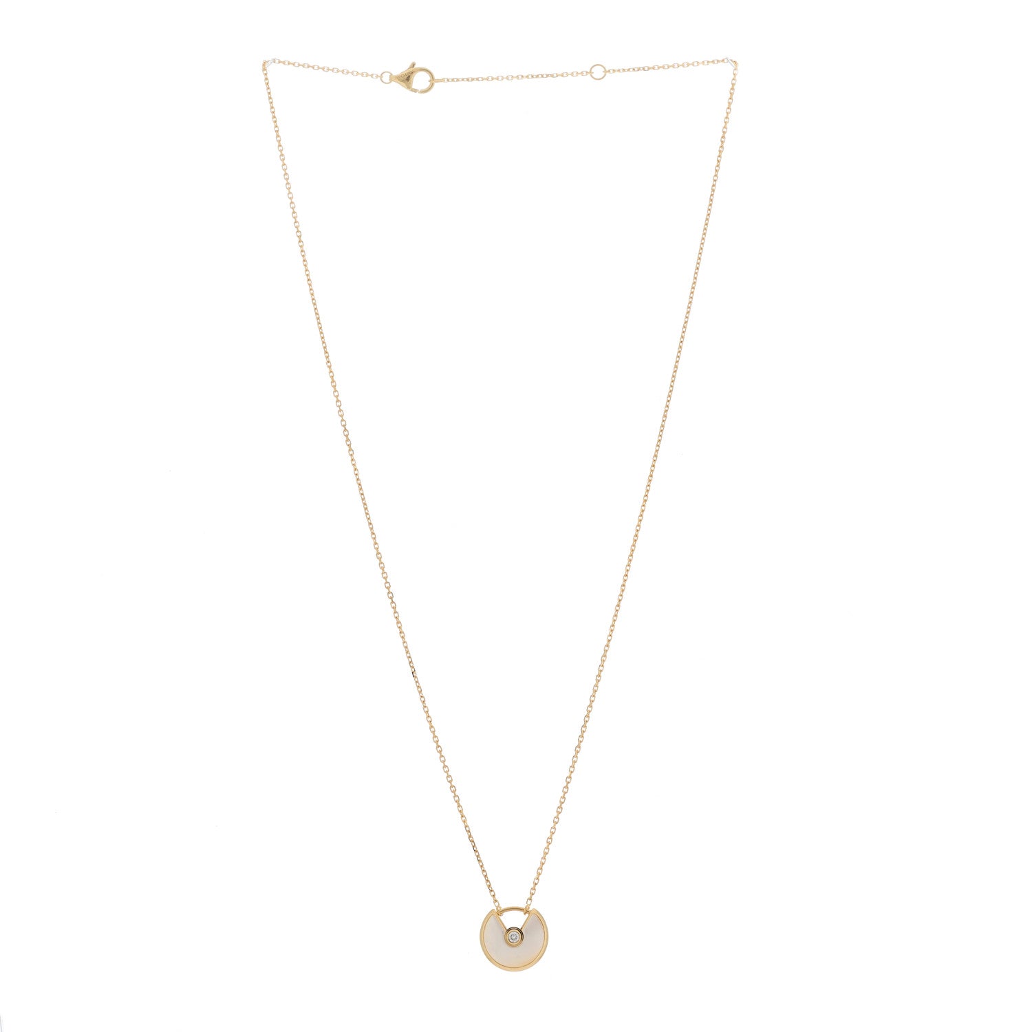 Cartier 18K Yellow Gold Diamond Mother of Pearl XS Amulette de Cartier Pendant Necklace 2 of 5