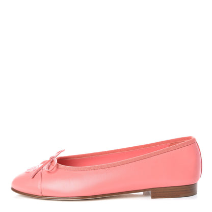 Chanel Goatskin Cap Toe CC Ballerina Flats 38 Pink 1 of 12