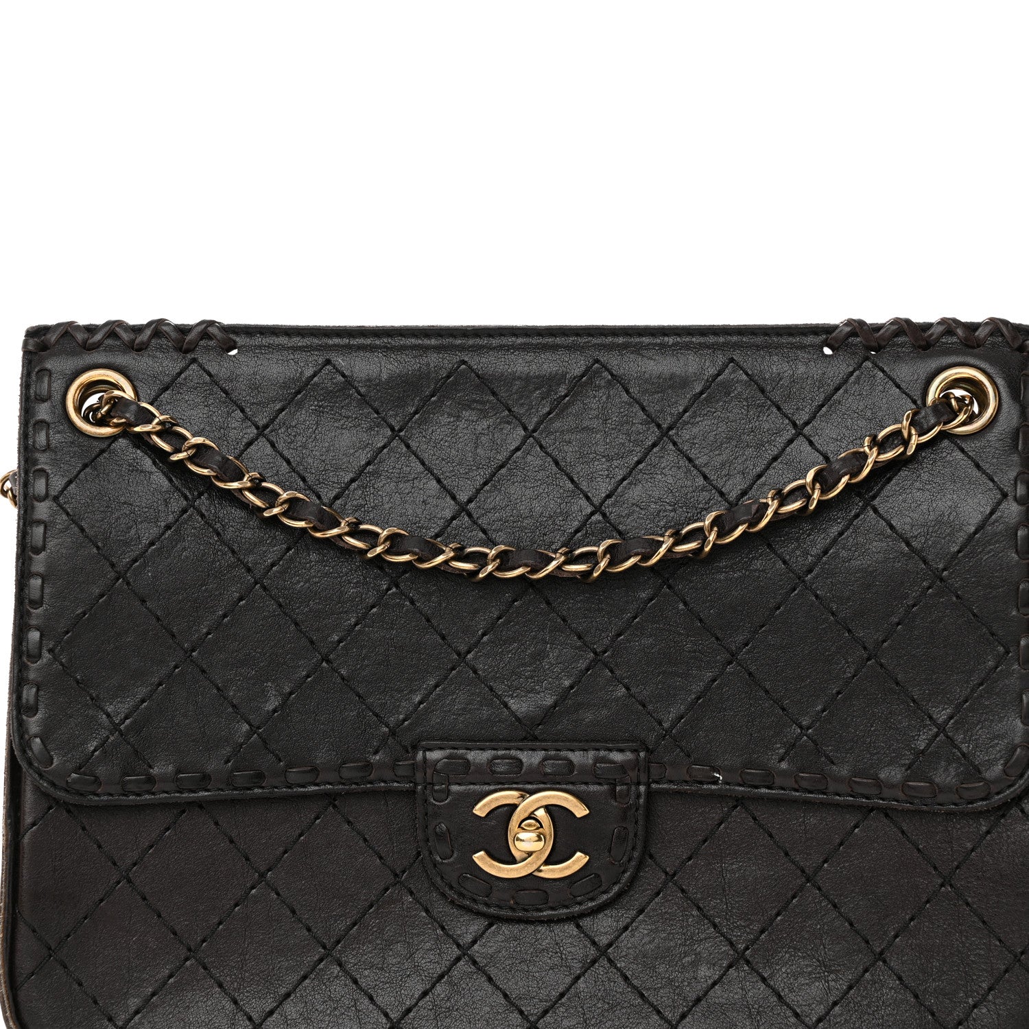 Chanel Calfskin Stitched Large Vintage Flap Dark Brown 8 of 13