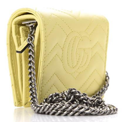 Gucci Calfskin Matelasse Mini GG Marmont Wallet On Chain Banana 3 of 12